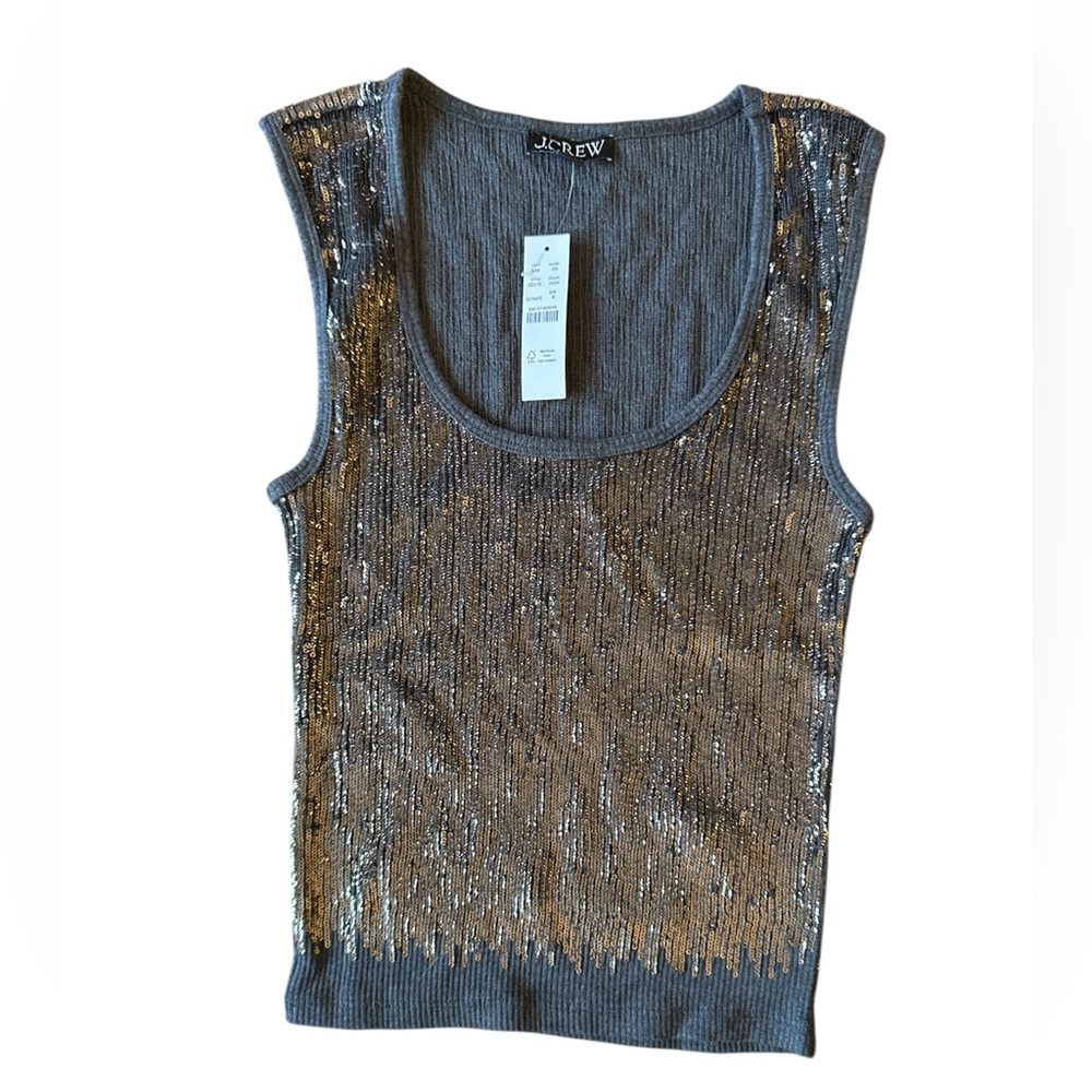 J. Crew Gray Tank Top with Black Sequins, size S